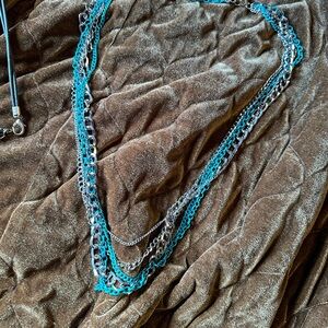 Must bundle! 3 for $10 or 4 for $15 Layered Turquoise and Silver Multi-Chain